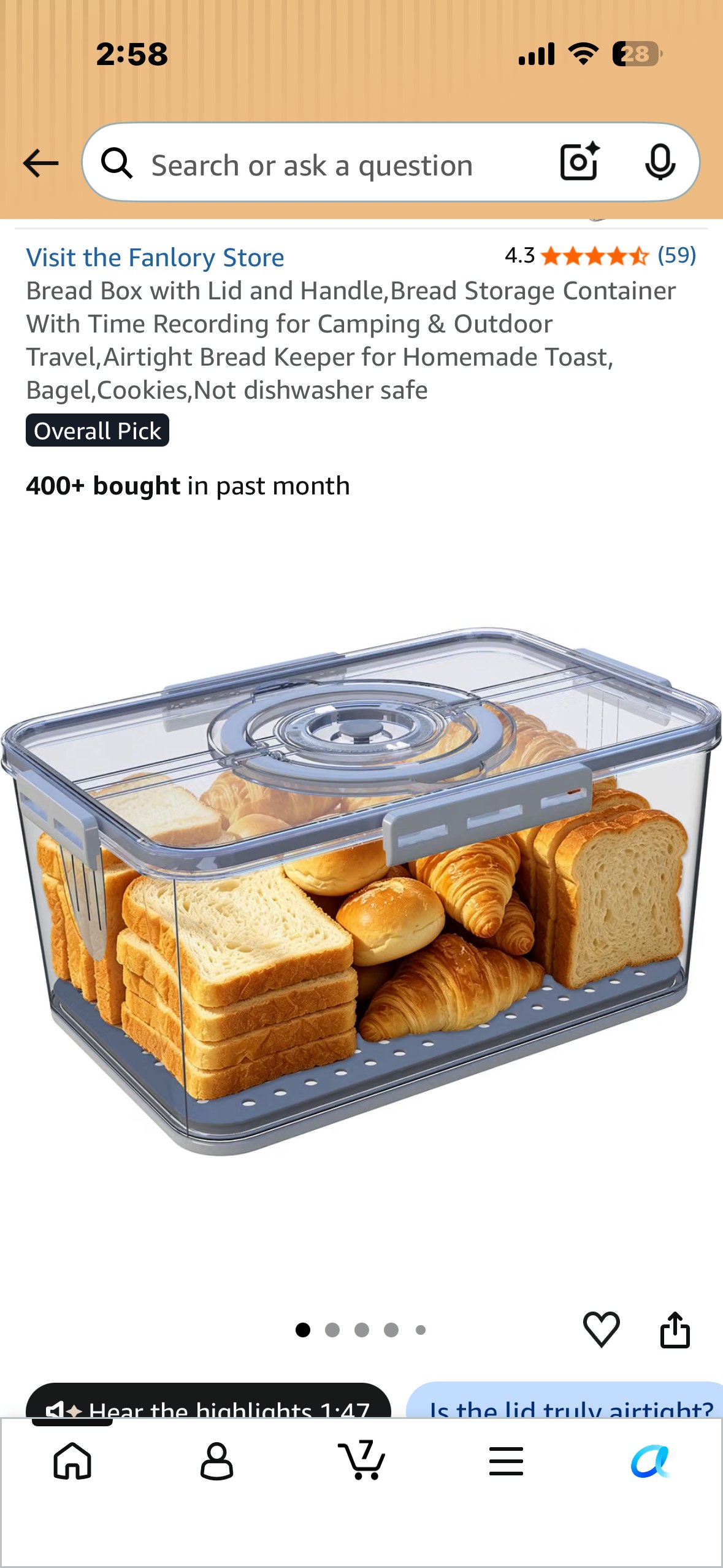 New bread storage container offered as a current find