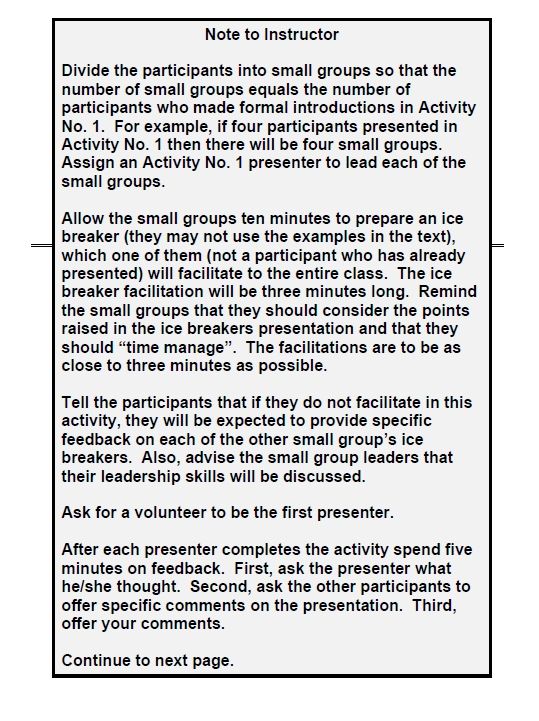 Training instructions sample