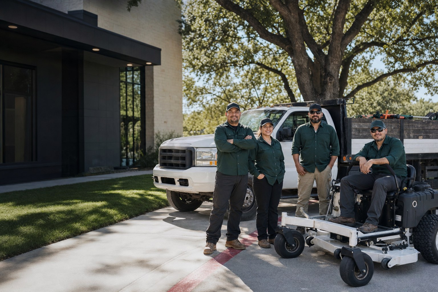 Illustrative Guardian Grounds crew at a maintained commercial property