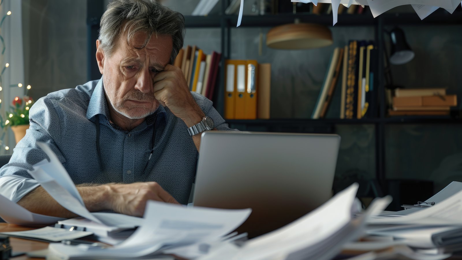 Real estate investor reviewing property bookkeeping on a laptop