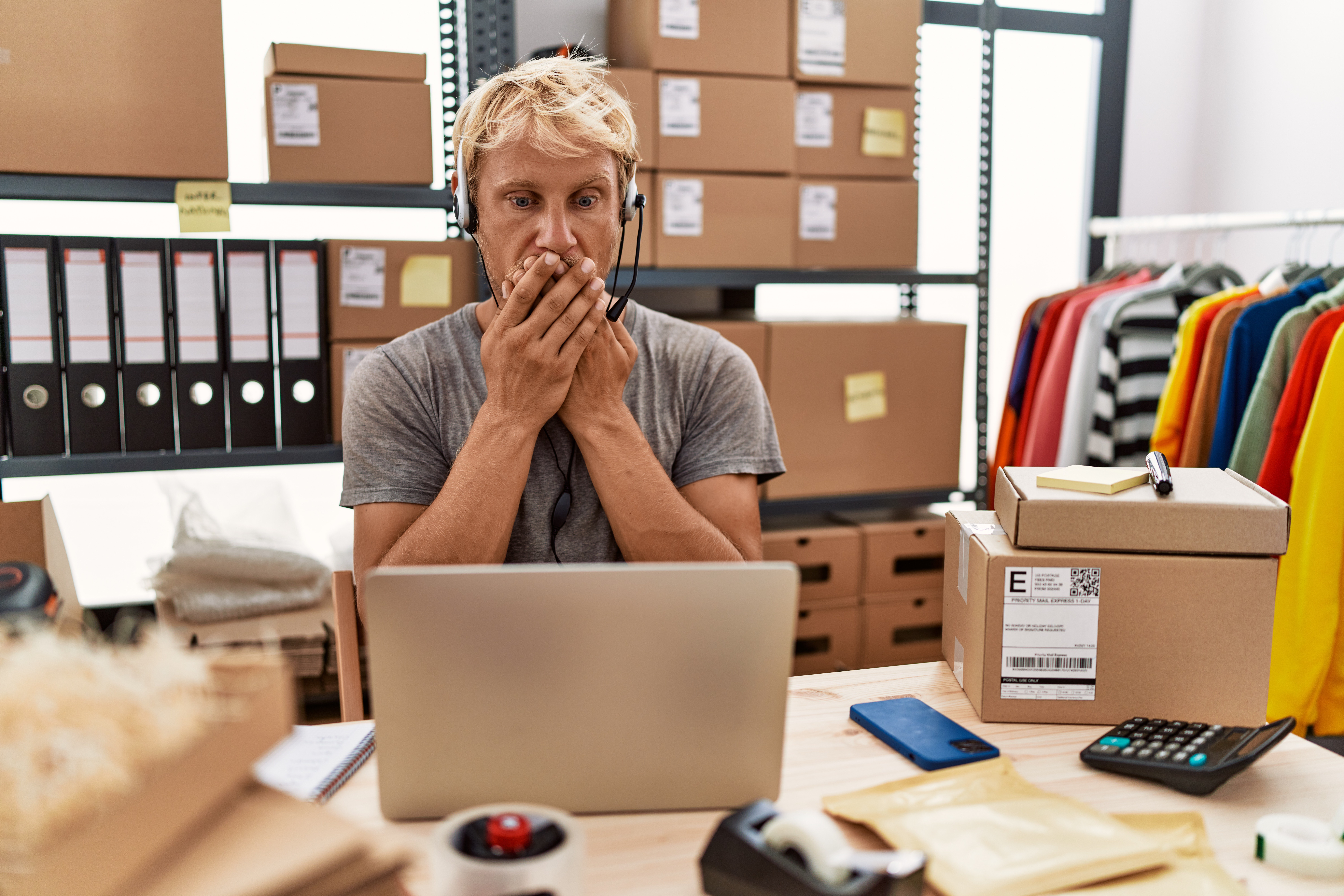 Small business owner worried about a bookkeeping backlog