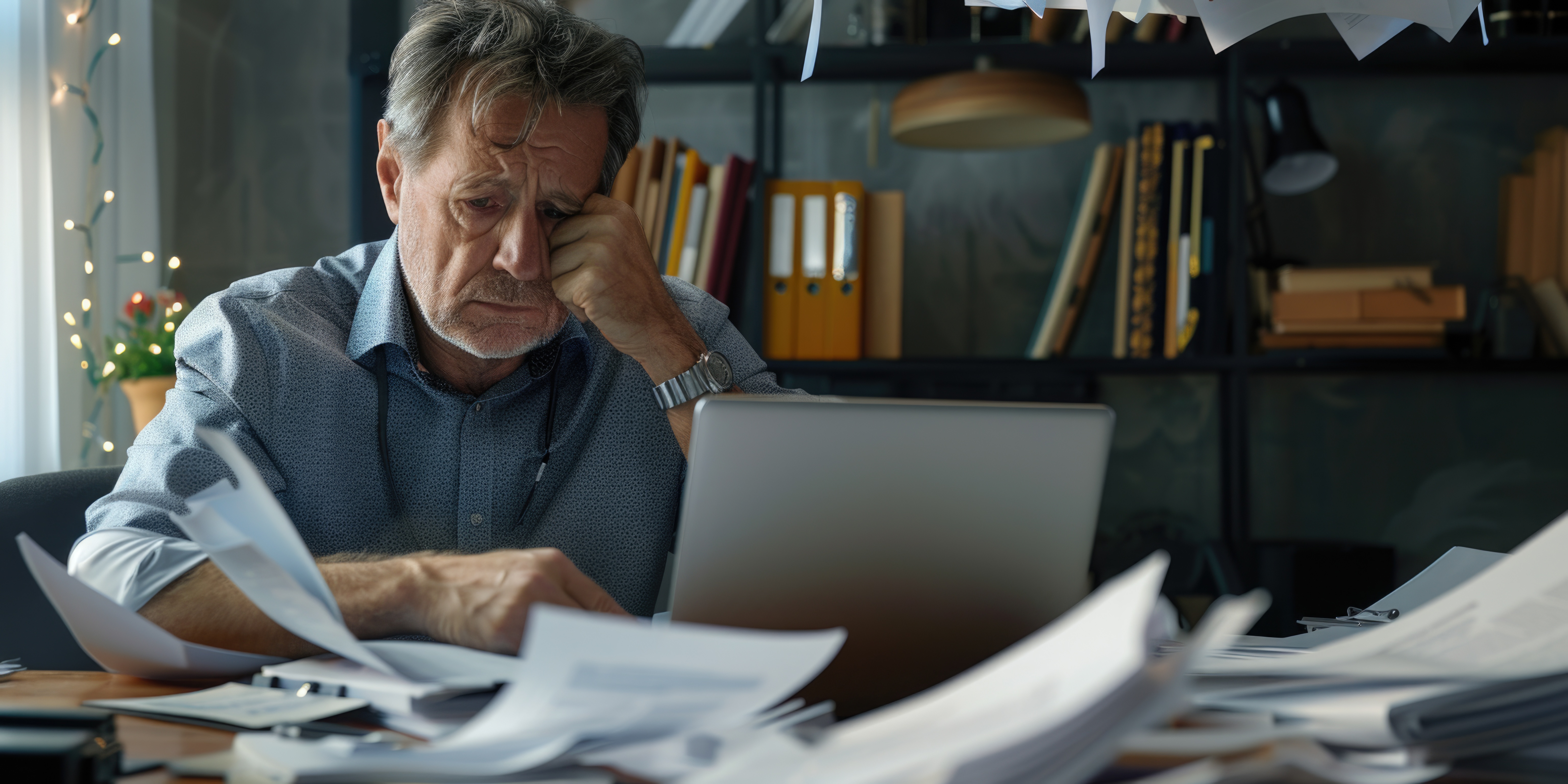 Business owner doing paperwork at a desk