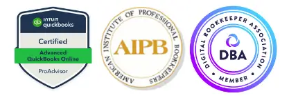 QuickBooks Online ProAdvisor, American Institute of Professional Bookkeepers, and Digital Bookkeepers Association credentials