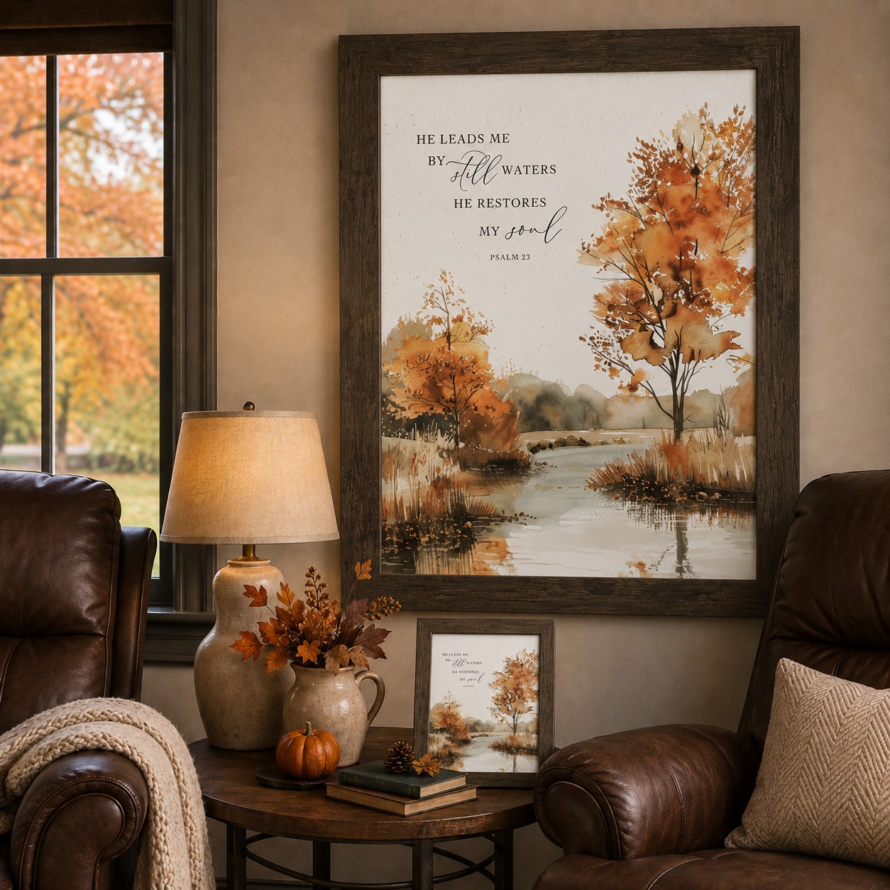 He Leads Me By Still Waters Scripture wall art