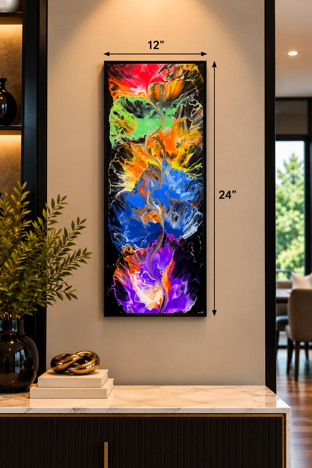 Colorful Abstract Fluid Art Canvas Painting.