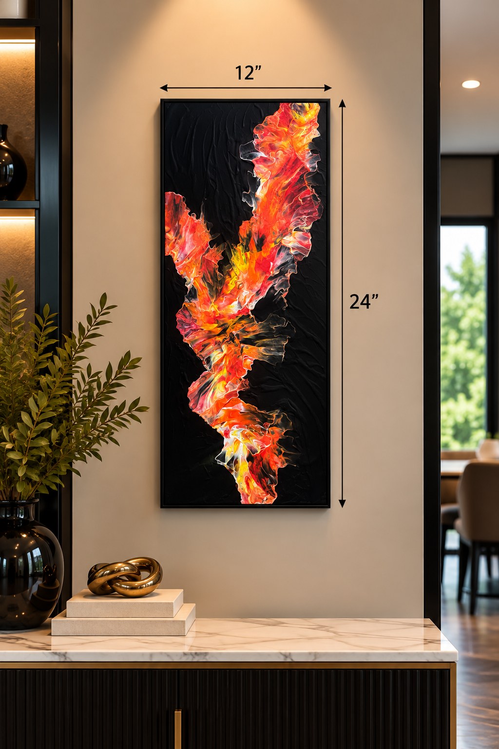 Colorful Large Abstract Fluid Art Canvas Painting 12x24