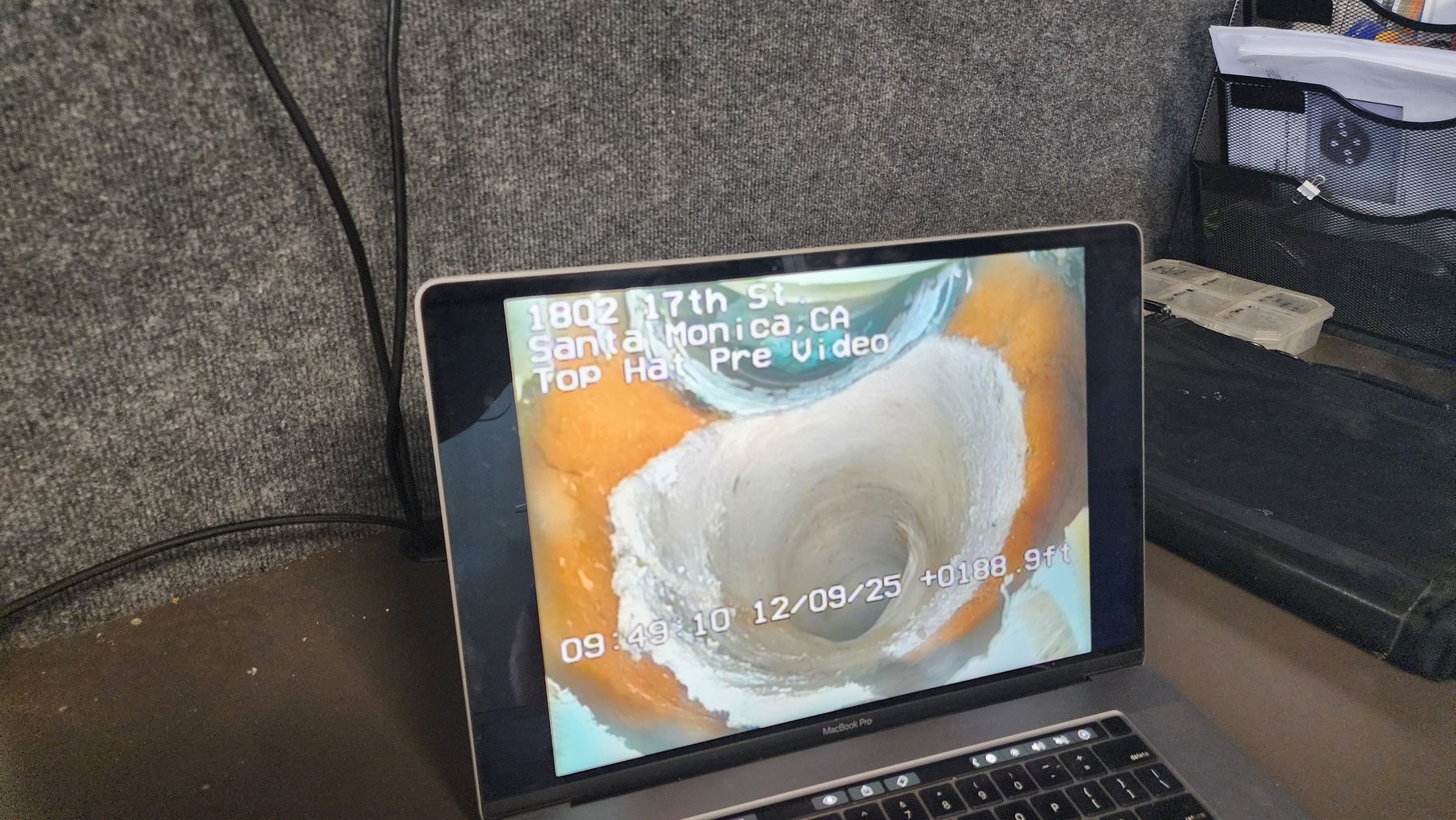 Sewer camera footage displayed during a diagnostic inspection