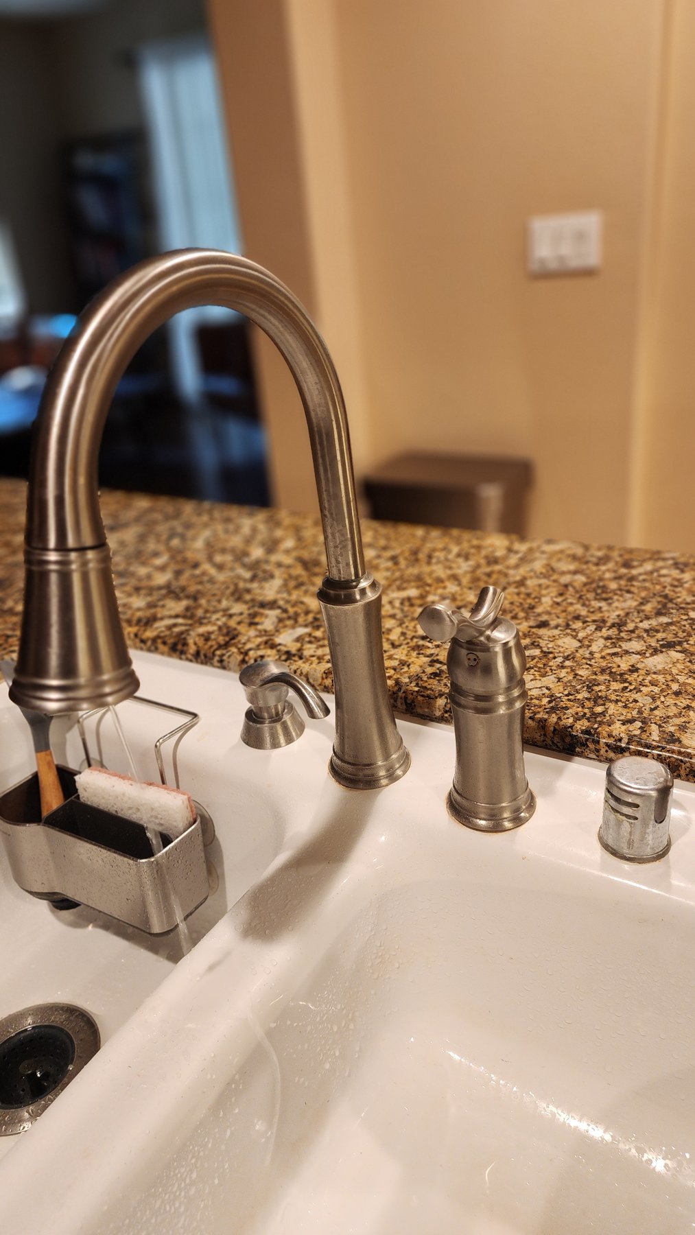 Kitchen faucet and sink fixture at a plumbing service call