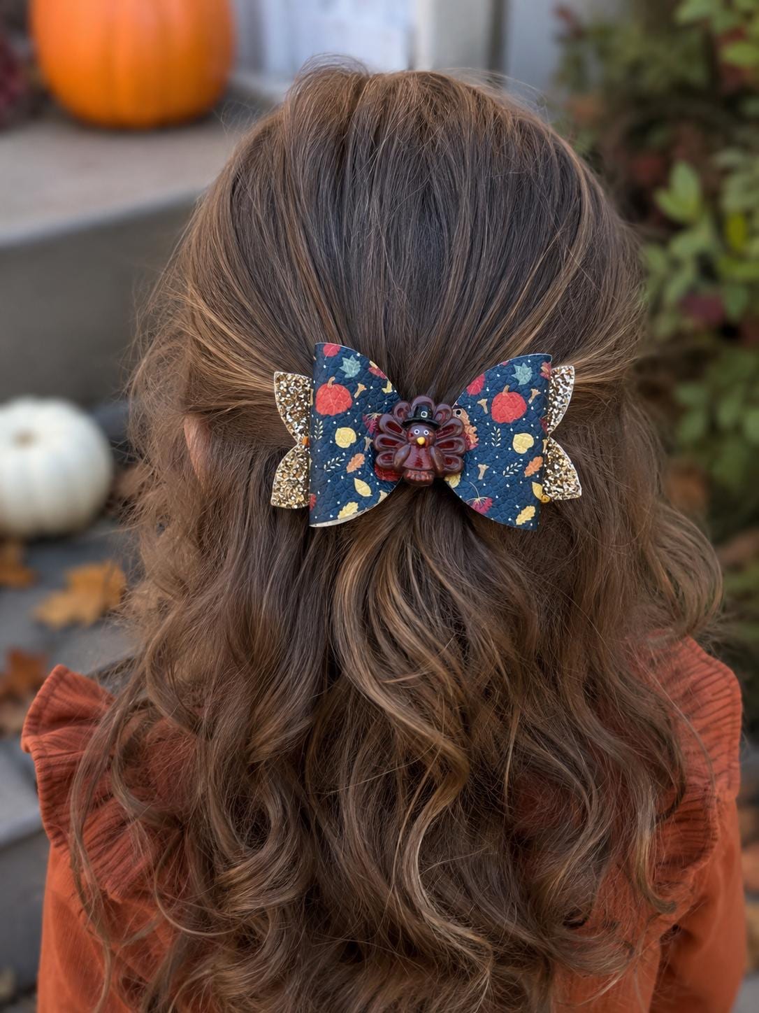 4” Thanksgiving Turkey Hair Bow Clip