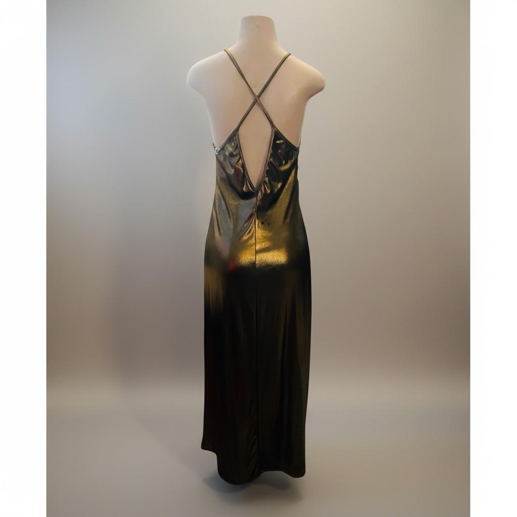 American Apparel Dark Gold Maxi Slip Dress, view 14