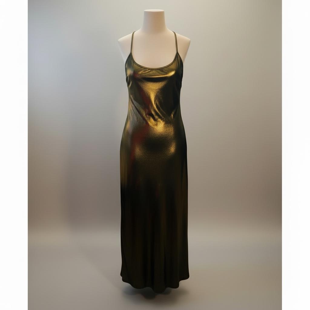 American Apparel Dark Gold Maxi Slip Dress, view 2