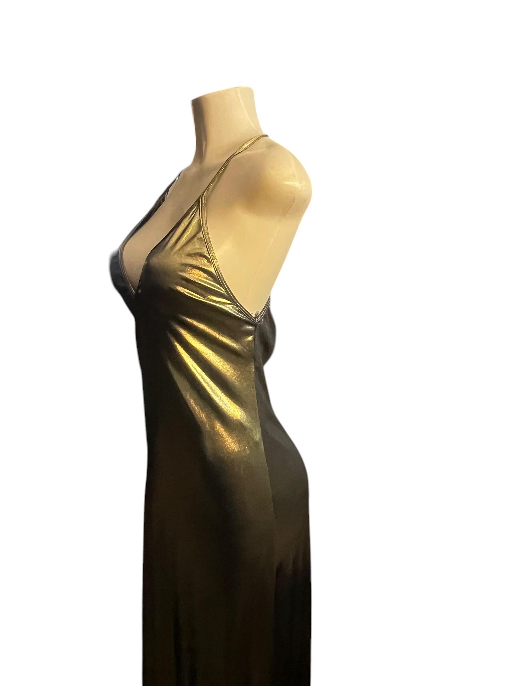 American Apparel Dark Gold Maxi Slip Dress, view 3
