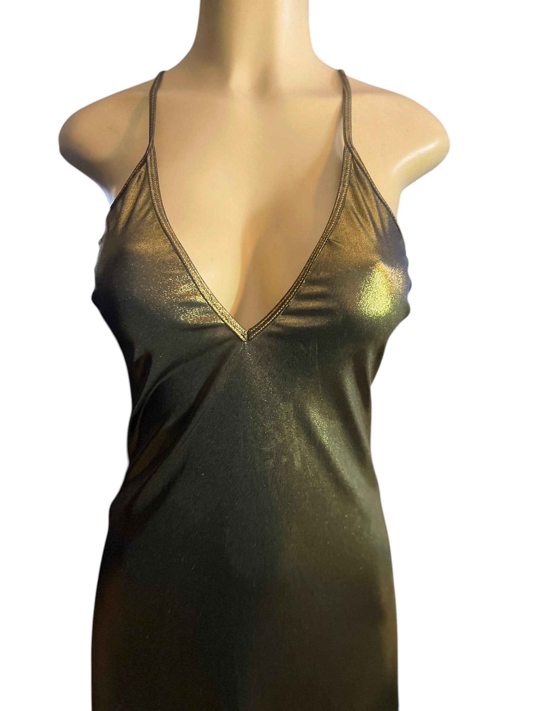American Apparel Dark Gold Maxi Slip Dress, view 4