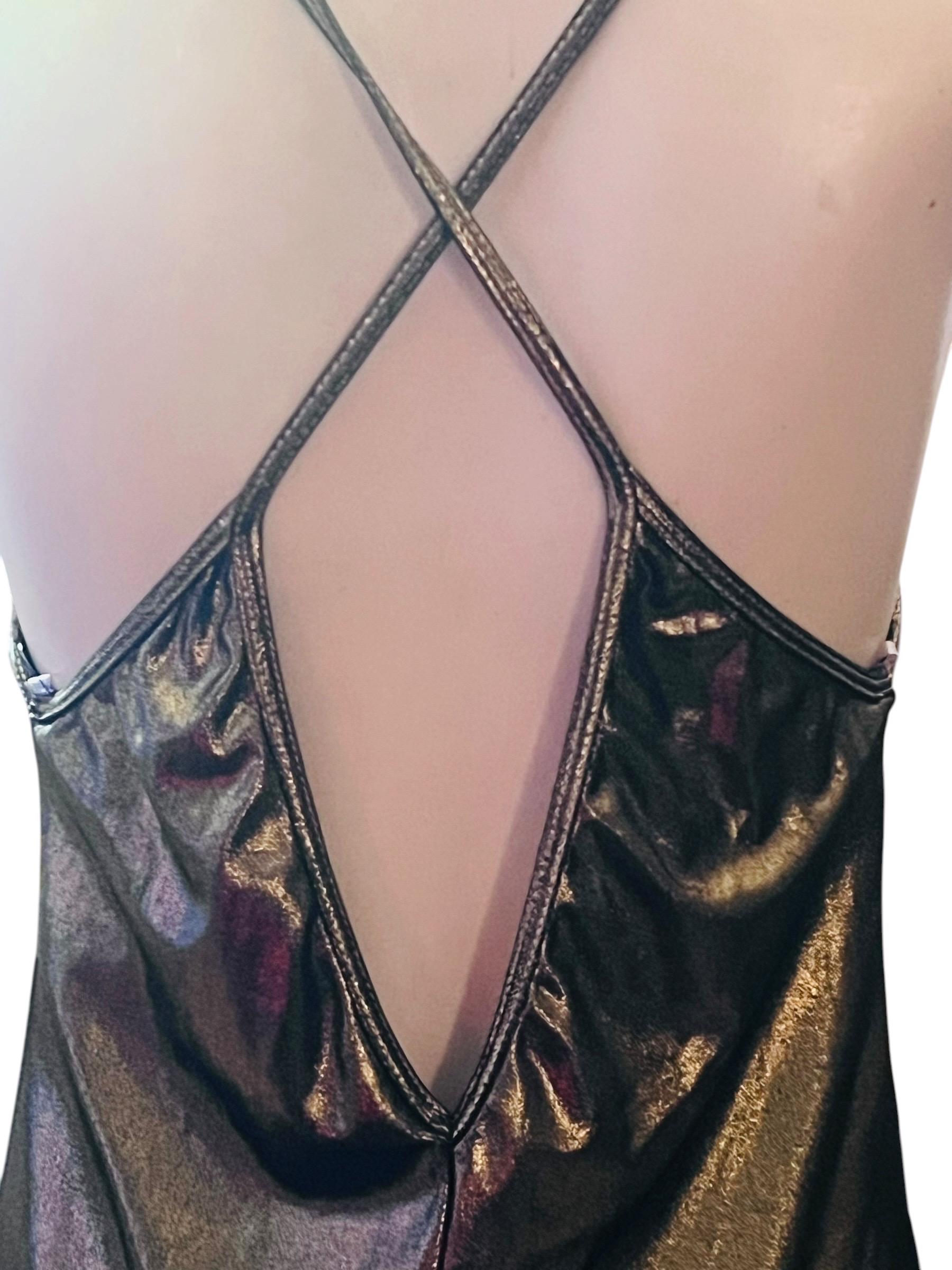 American Apparel Dark Gold Maxi Slip Dress, view 8