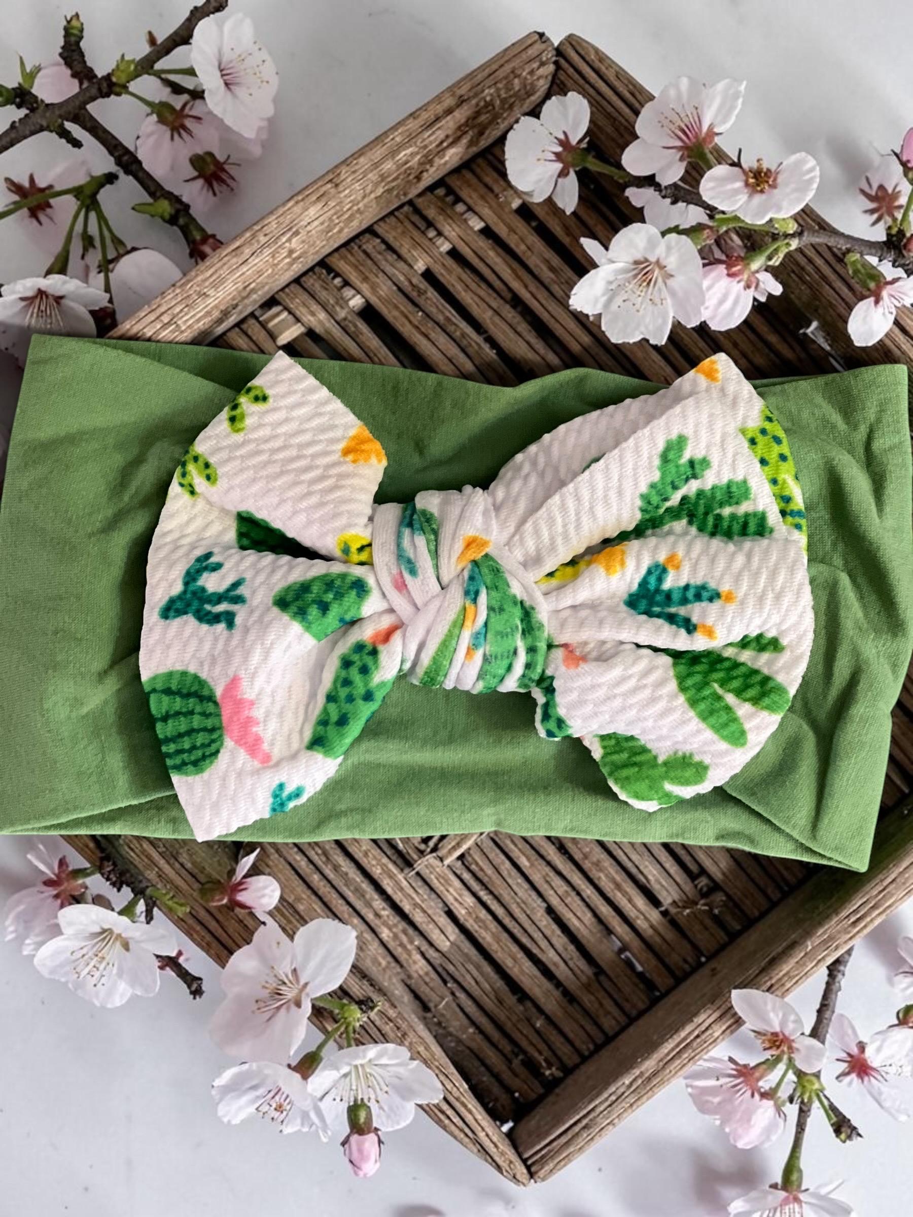 Baby and Toddler Oversized Cactus Bow Desert Blooms Headband, view 2
