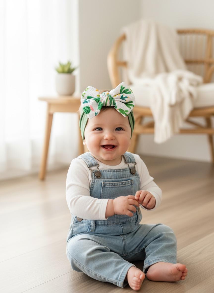 Baby and Toddler Oversized Cactus Bow Desert Blooms Headband, view 3