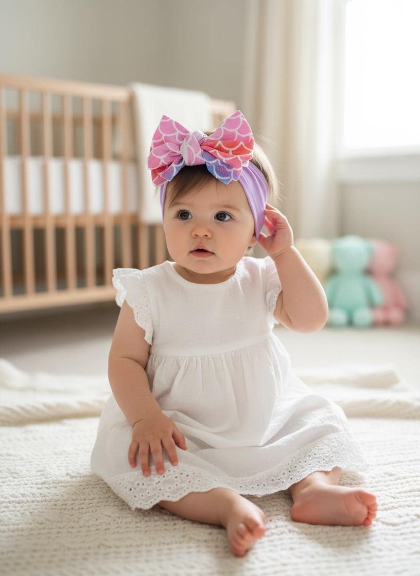 Baby and Toddler Oversized Mermaid Ombré Big Bow Headband, view 3