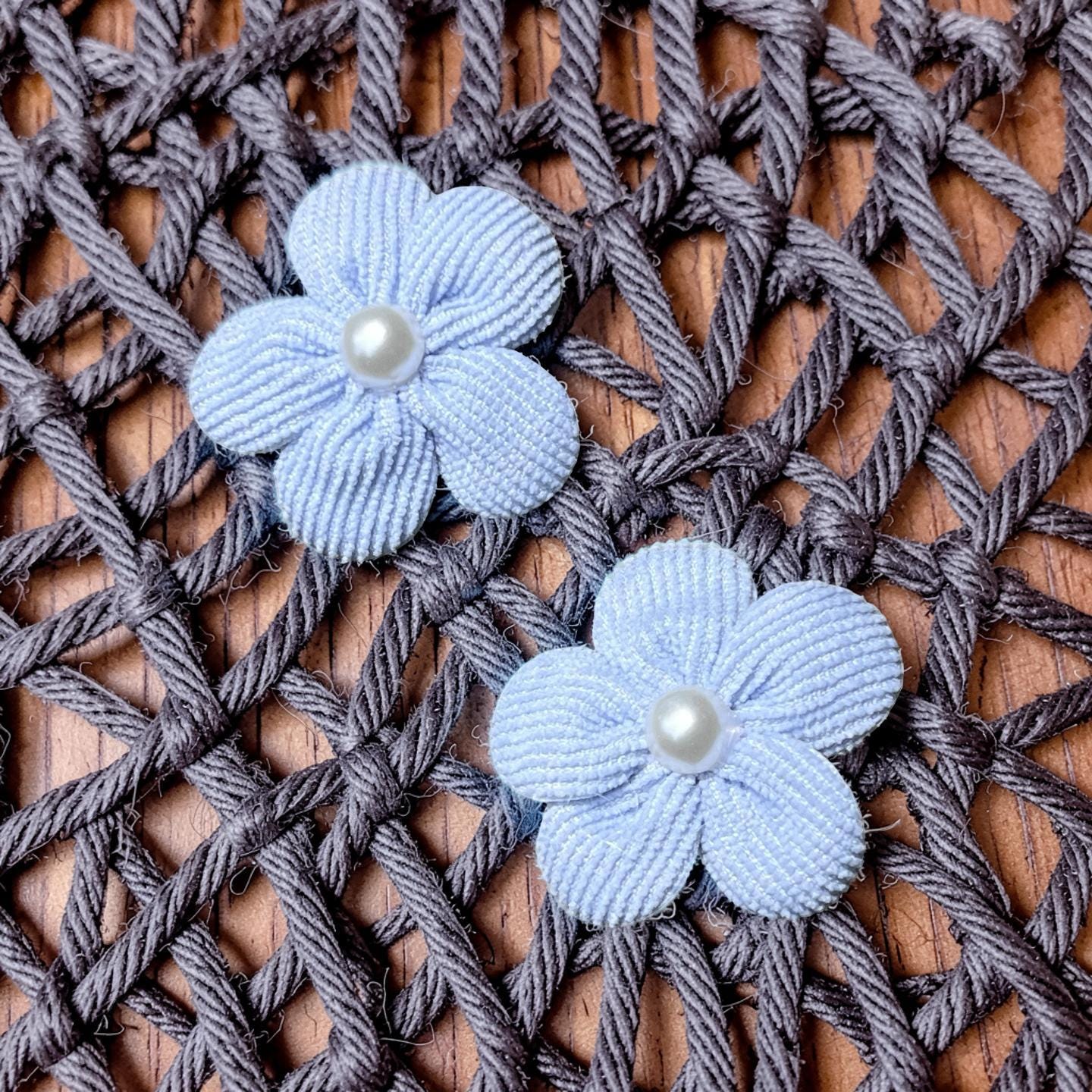 Blue Flower Pearl Kids Hair Clips - Set of 2, view 3