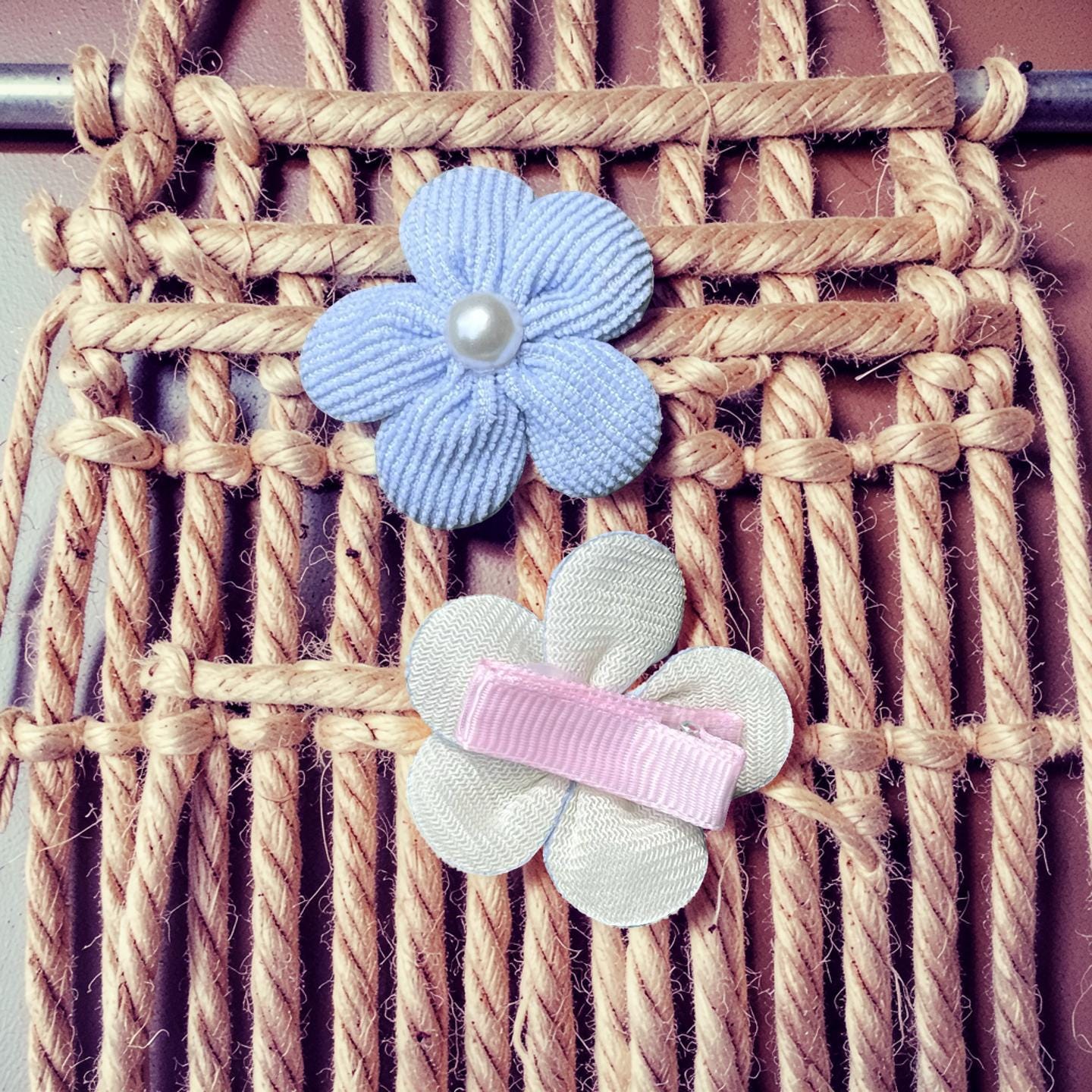 Blue Flower Pearl Kids Hair Clips - Set of 2, view 4