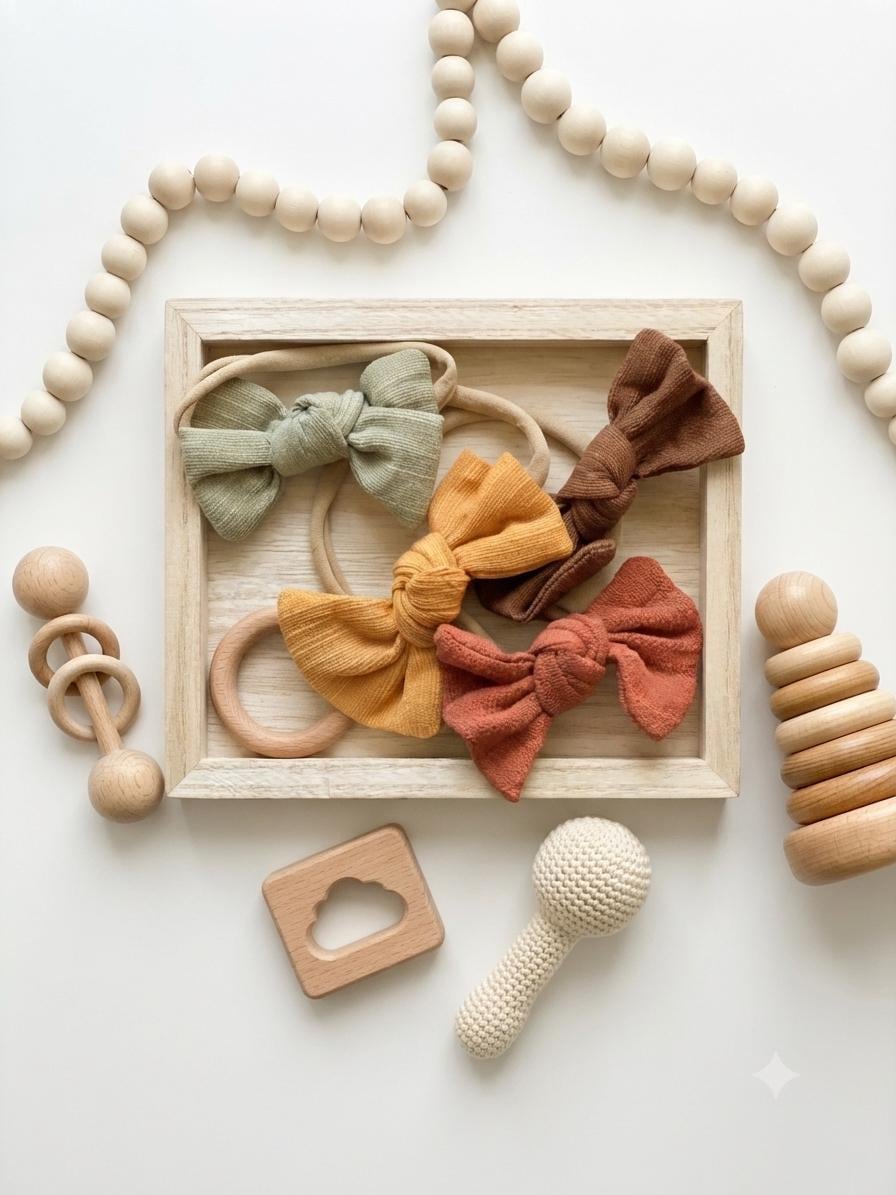 Boho baby bow nylon headband