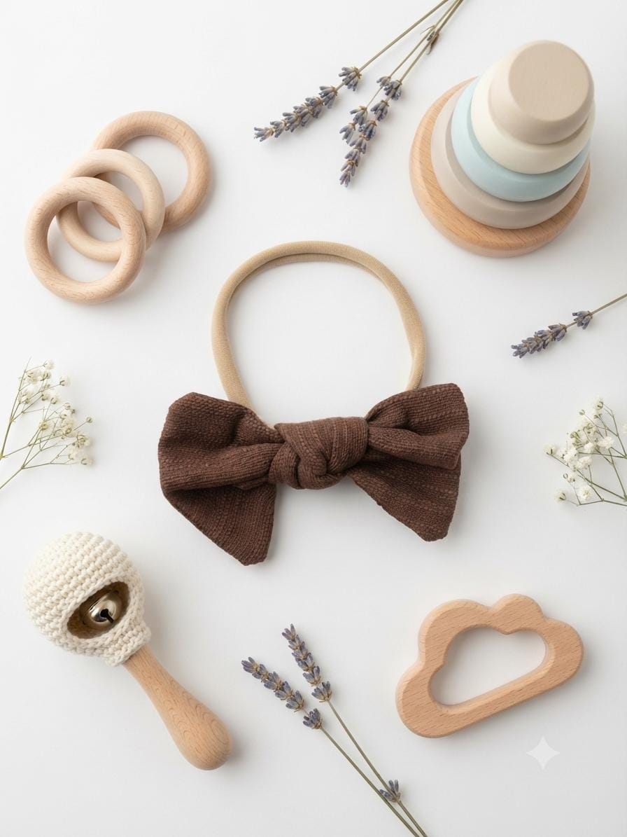 Boho baby bow nylon headband, view 11