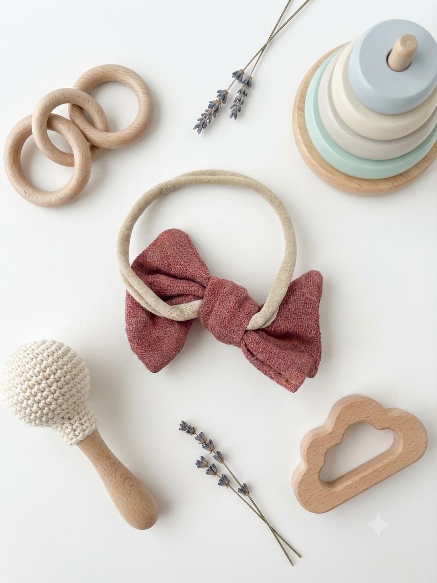 Boho baby bow nylon headband, view 12