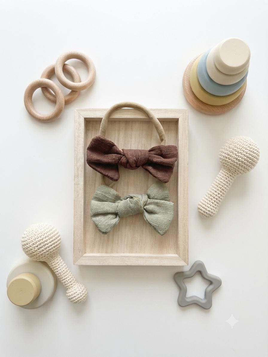 Boho baby bow nylon headband, view 4