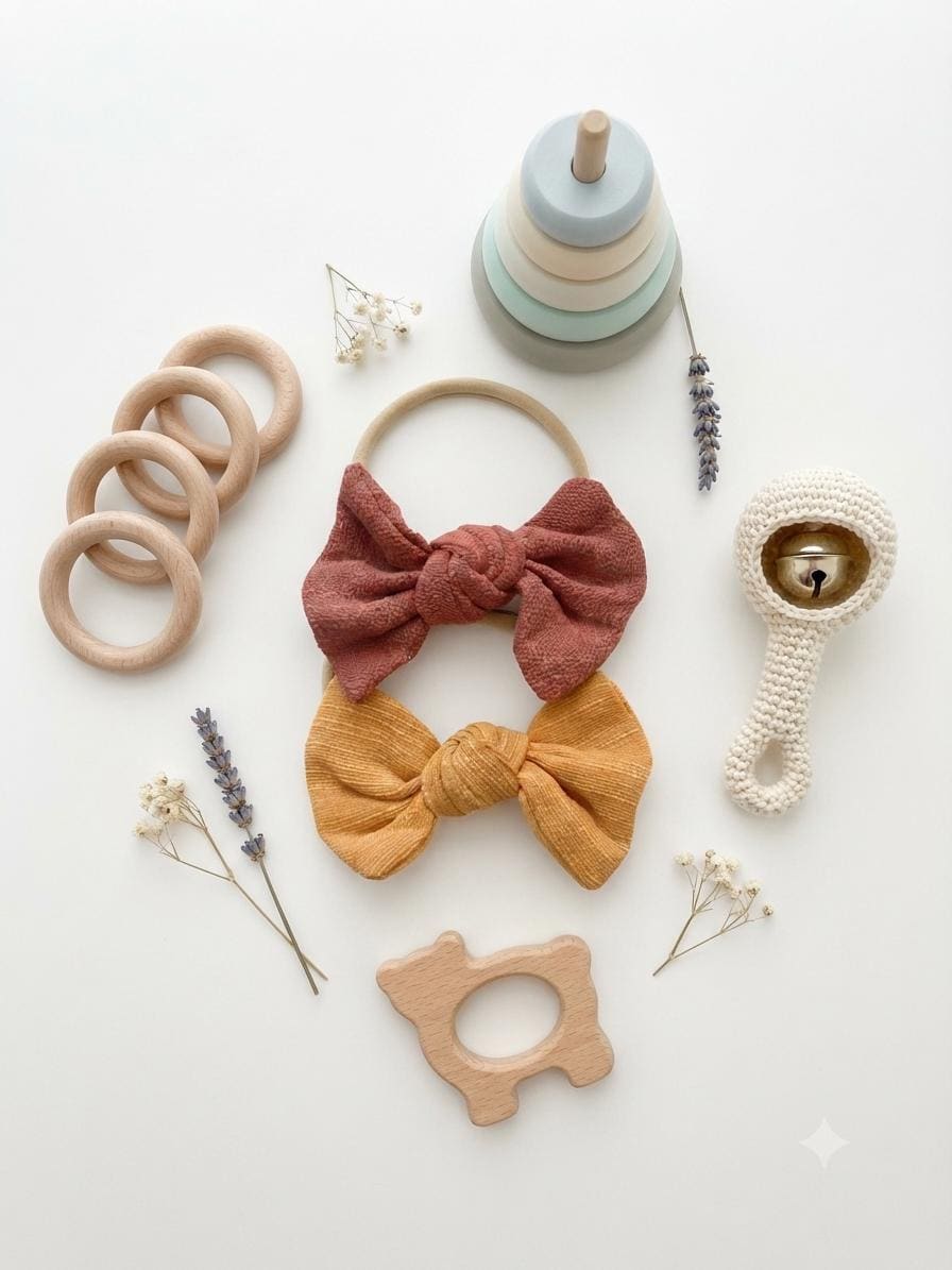 Boho baby bow nylon headband, view 8