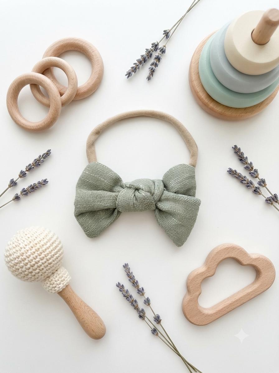Boho baby bow nylon headband, view 9
