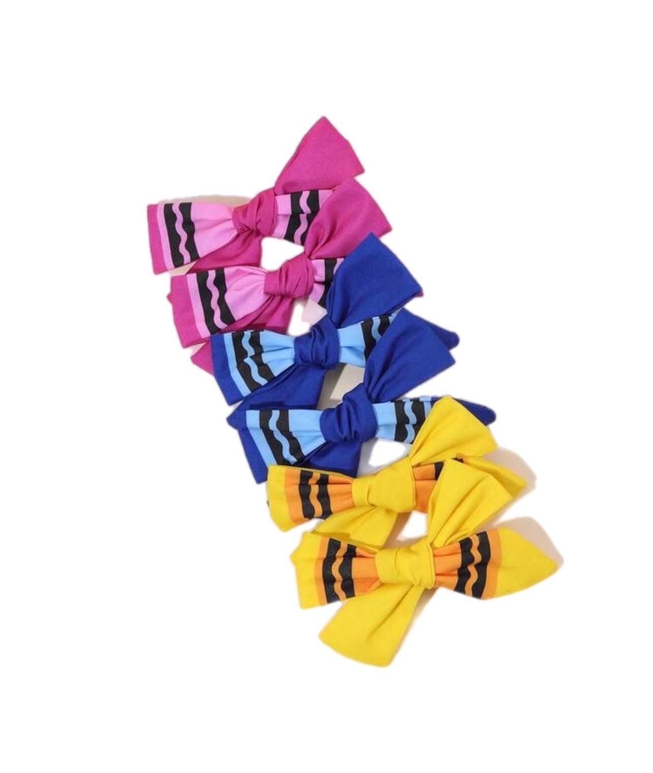 Crayon Hair Bow Collection Handmade Cotton Hair Clip Children'sBack-to-School, view 2