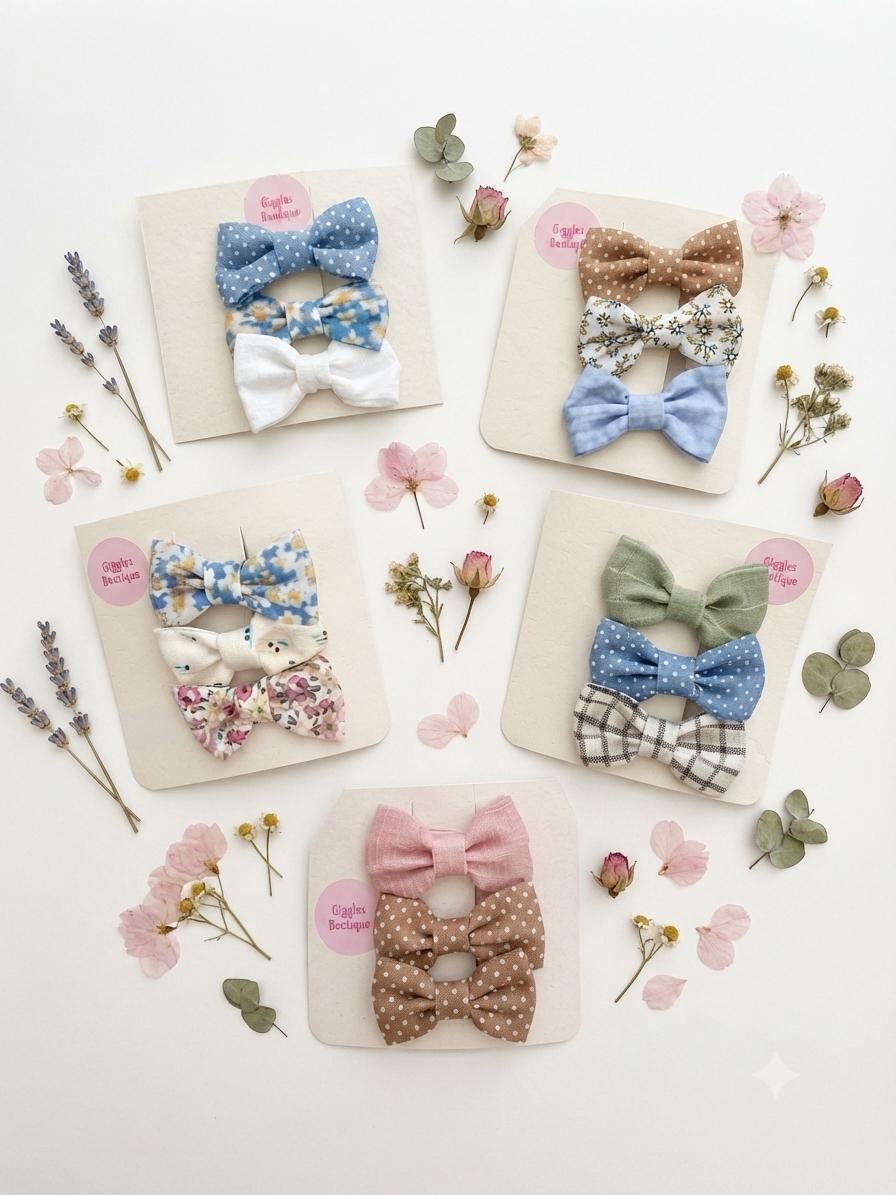 Custom Mini Hair Bows Set: Baby, Toddler, Choose Any Three Handmade Clips