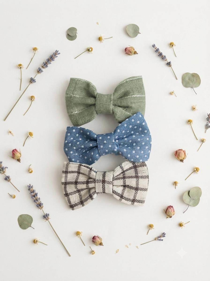 Custom Mini Hair Bows Set: Baby, Toddler, Choose Any Three Handmade Clips, view 3