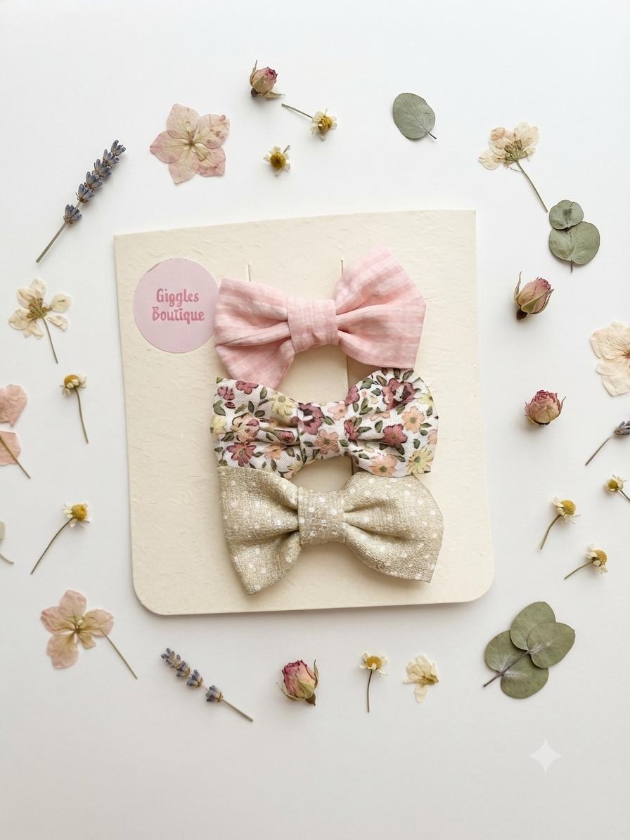 Custom Mini Hair Bows Set: Baby, Toddler, Choose Any Three Handmade Clips, view 5