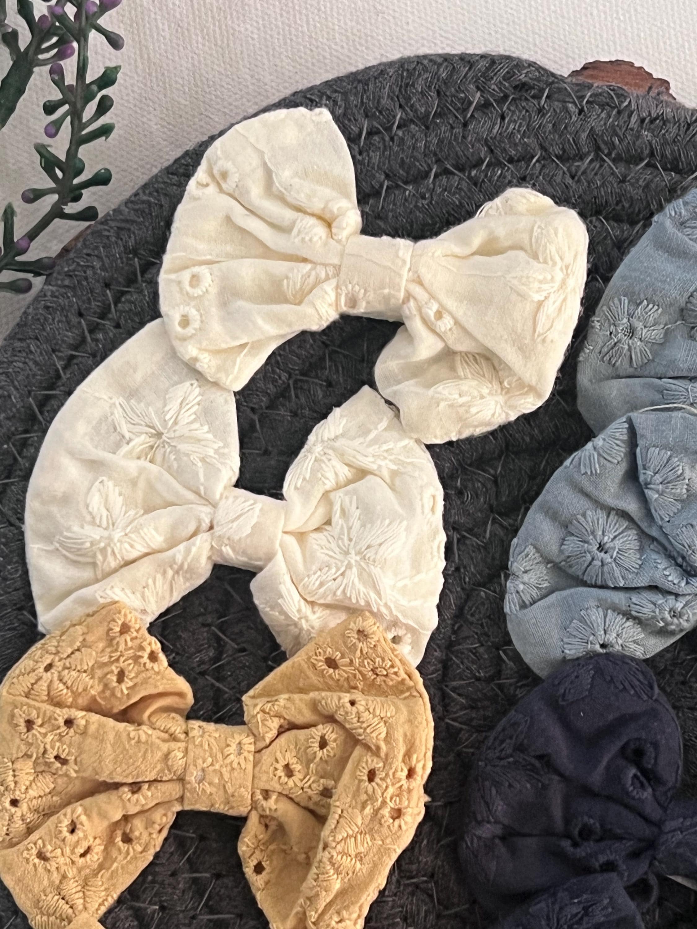 Fall Floral Embroidered Hair Bow Clips – Set of 2 | Baby & Girls Hair Accessories, view 11