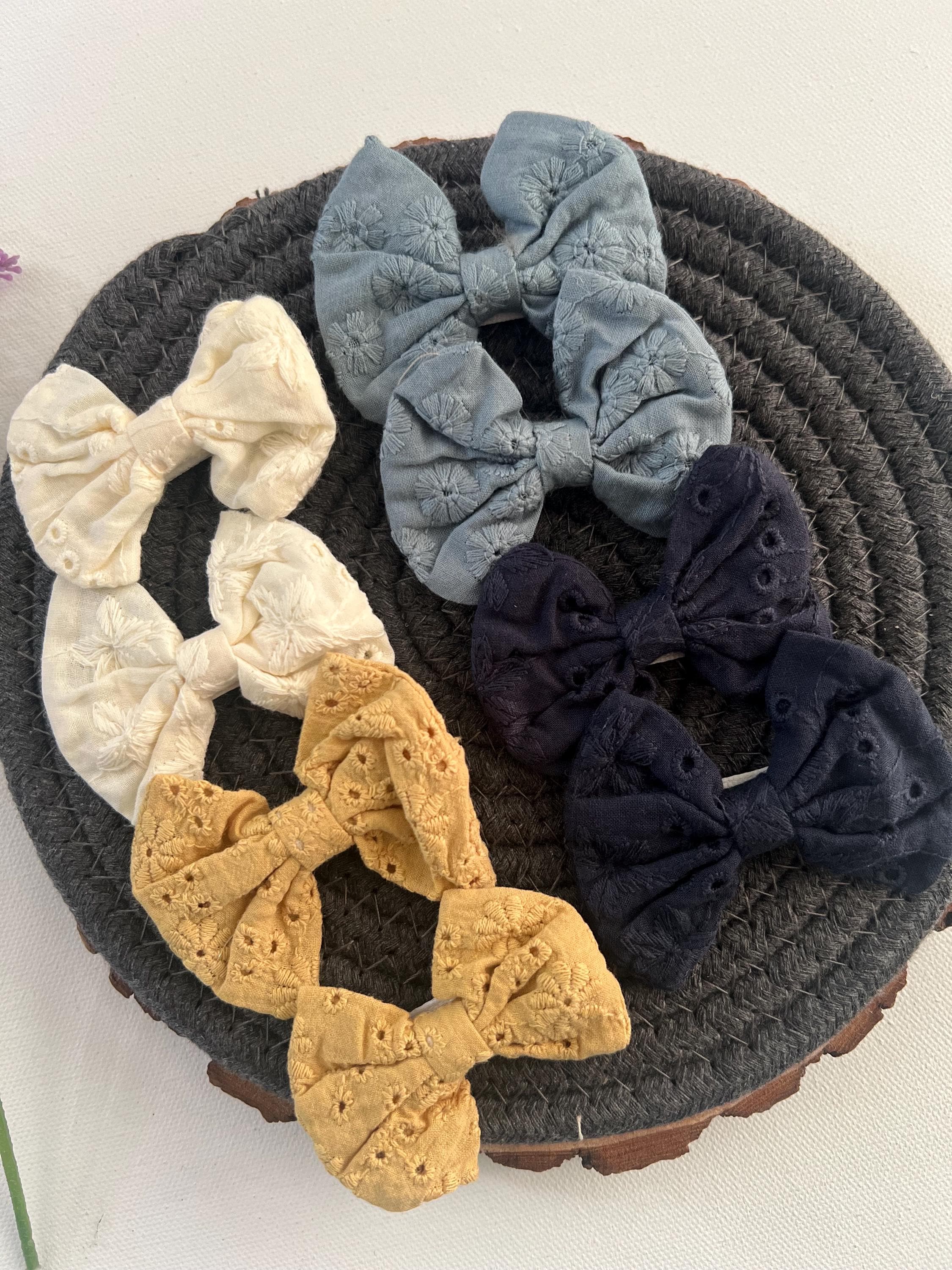 Fall Floral Embroidered Hair Bow Clips – Set of 2 | Baby & Girls Hair Accessories, view 3
