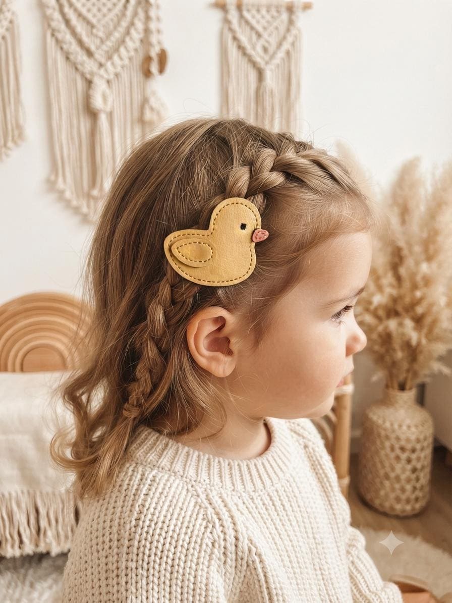 Faux Leather Character Hair Clips – Embroidered Bear, Bunny, Duck, Mushroom, Apple, Boba Designs, view 14