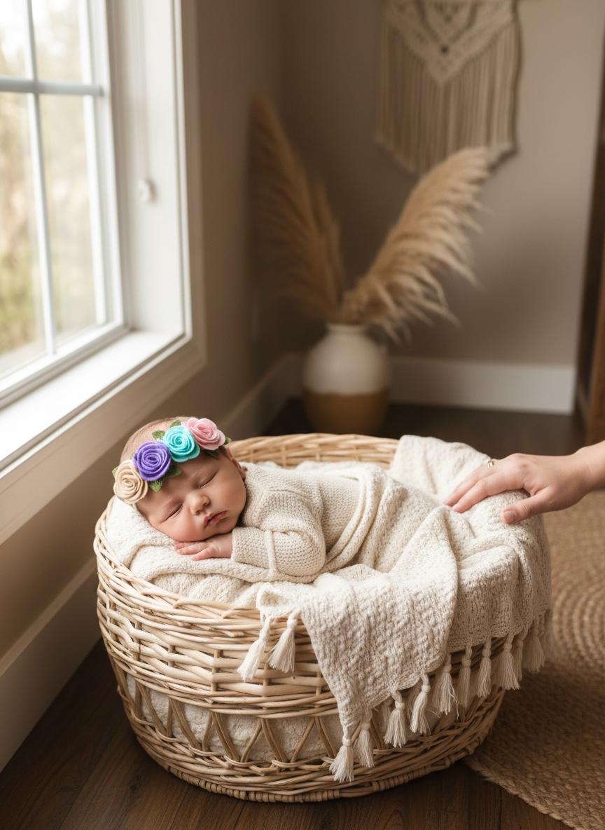 Felt Flower Baby Headband Handmade Floral Hair Accessory