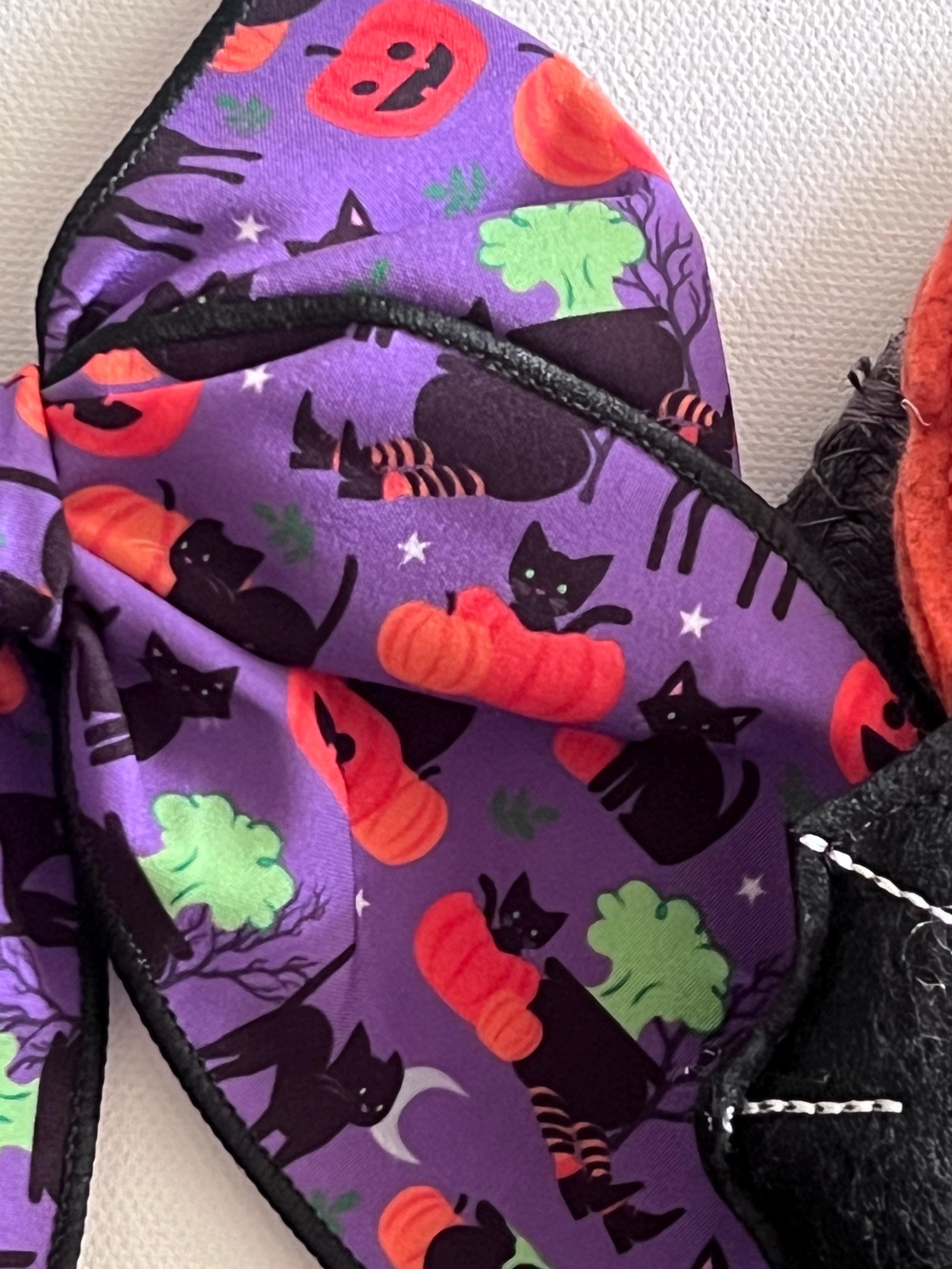 Halloween purple black cat & pumpkin 5.5β hair bow, view 9