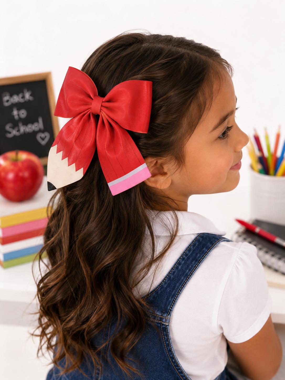 Handmade Colorful pencil hair bows for kids