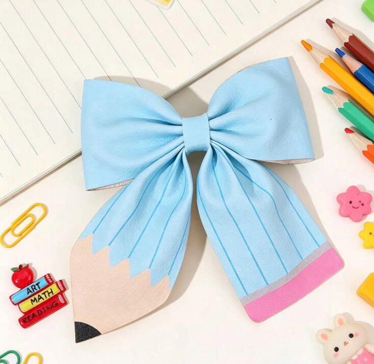 Handmade Colorful pencil hair bows for kids, view 3