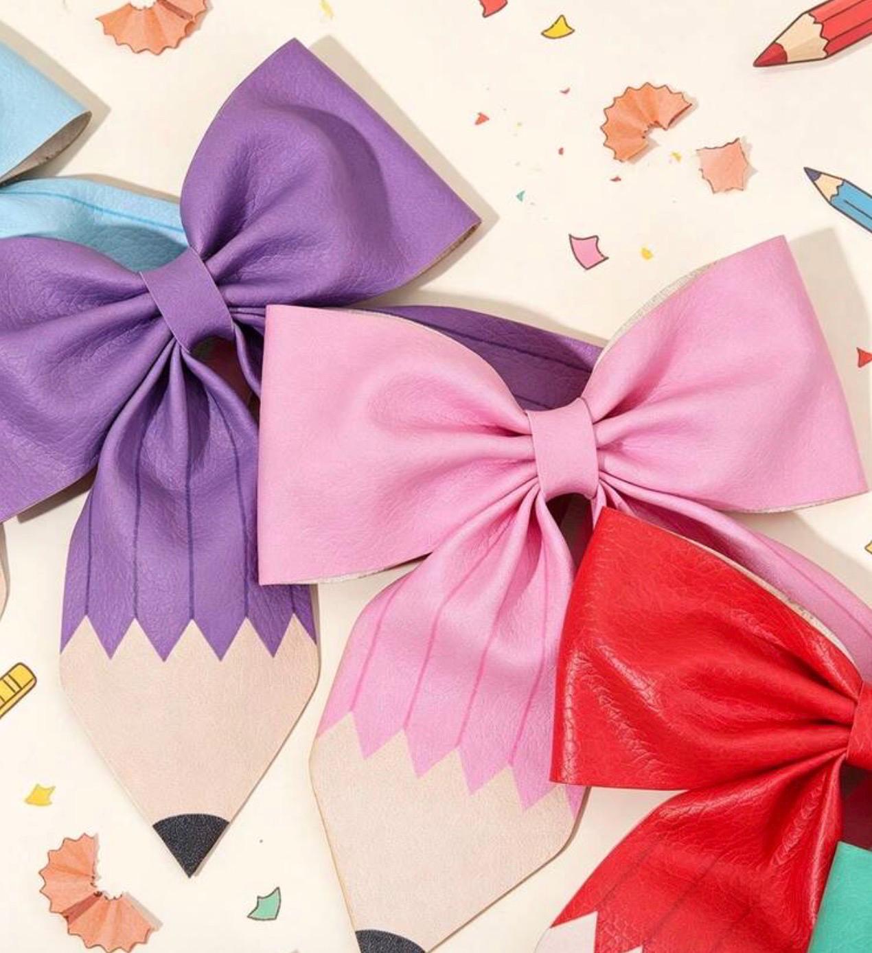 Handmade Colorful pencil hair bows for kids, view 4