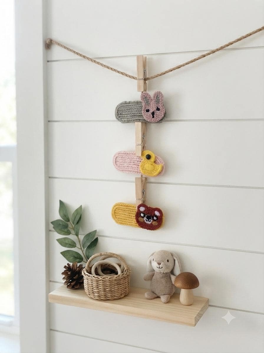 Handmade Crochet Animal Hair Clip For Kids , Toddler , Snap Barrette