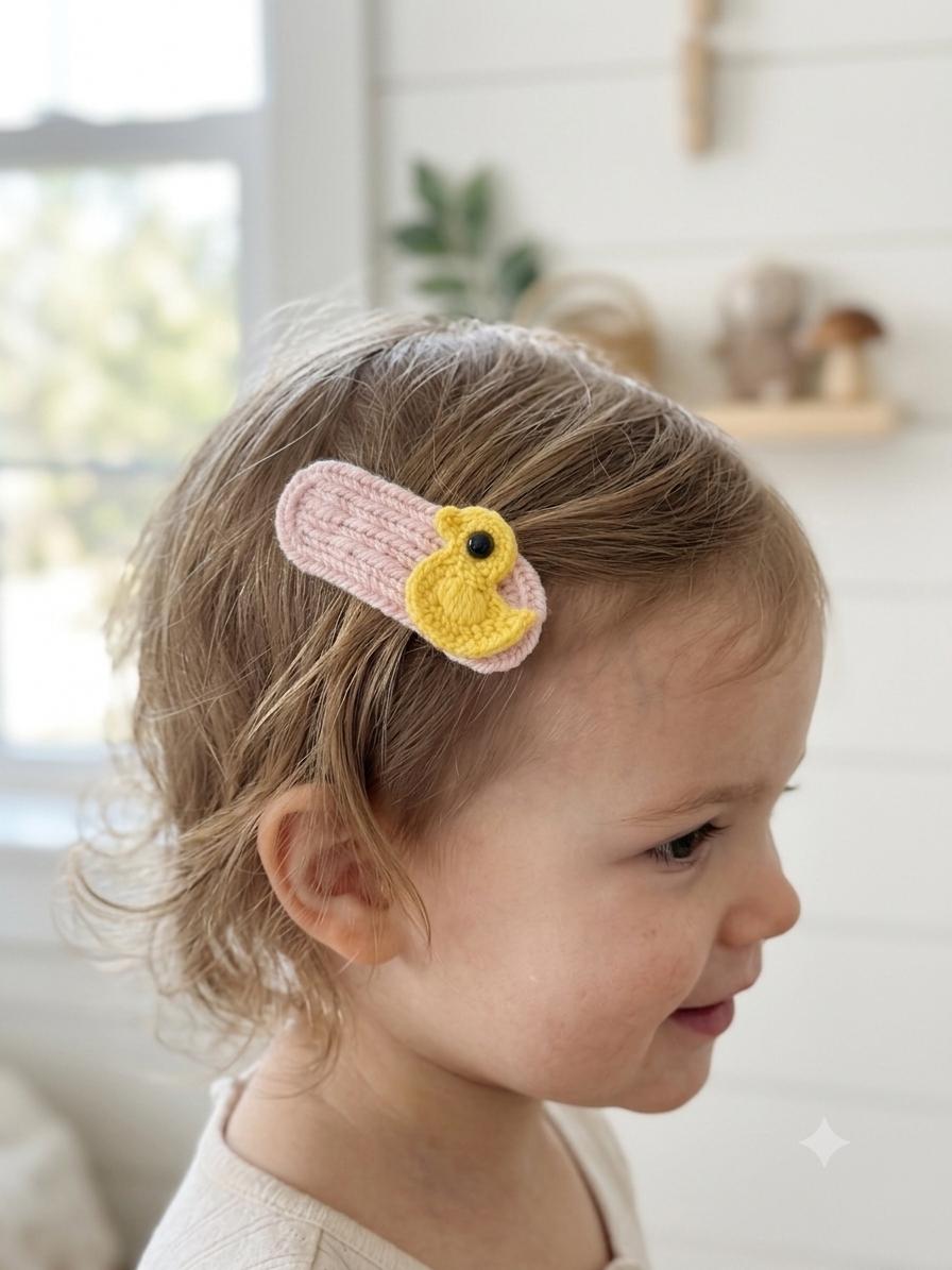 Handmade Crochet Animal Hair Clip For Kids , Toddler , Snap Barrette, view 7