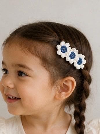 Handmade Crochet Flower Hair Clip for Girls/Toddlers, view 2