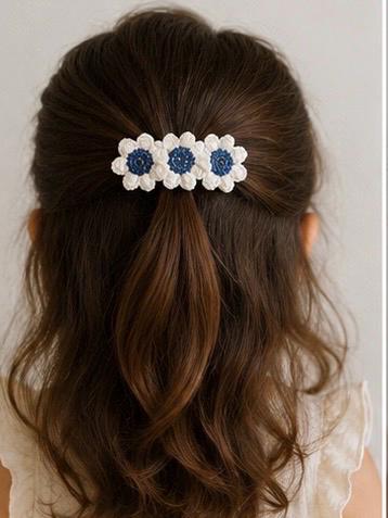 Handmade Crochet Flower Hair Clip for Girls/Toddlers, view 8