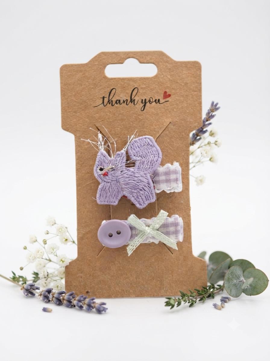 Handmade embroidered Animal Hair Clips Sets Pastel colors For toddlers, view 6