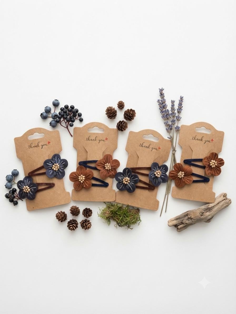 Handmade Flower Hair Clip Set – Woodland Blossom Kids Hair Accessories