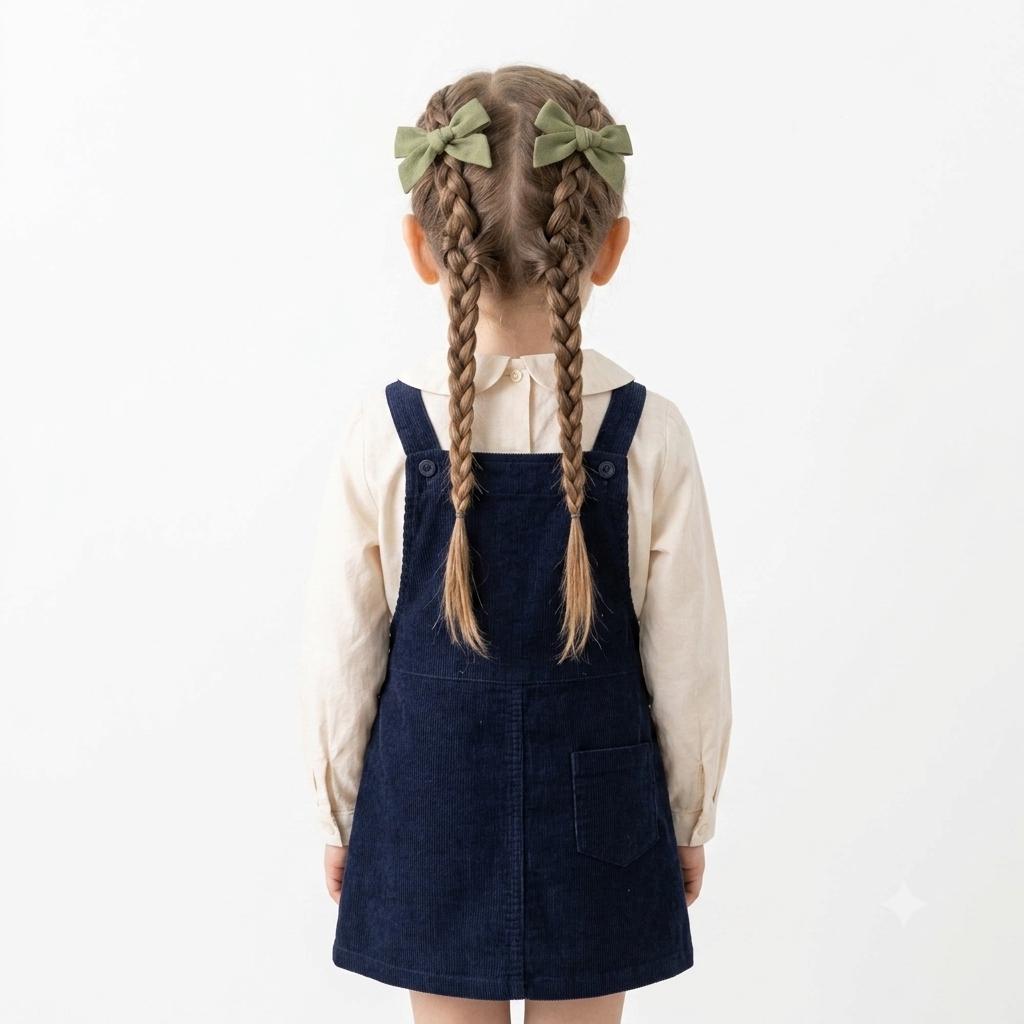 Handmade Olive Green Cotton Hair Bows, view 5