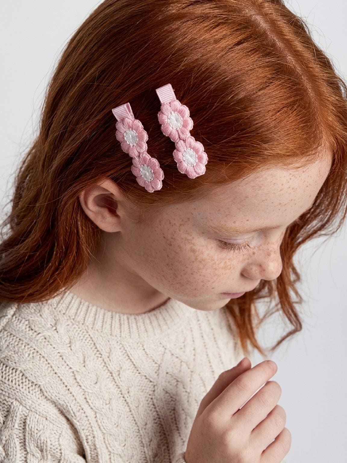 Handmade pink Flower Hair Clips | Floral Embroidered Barrettes