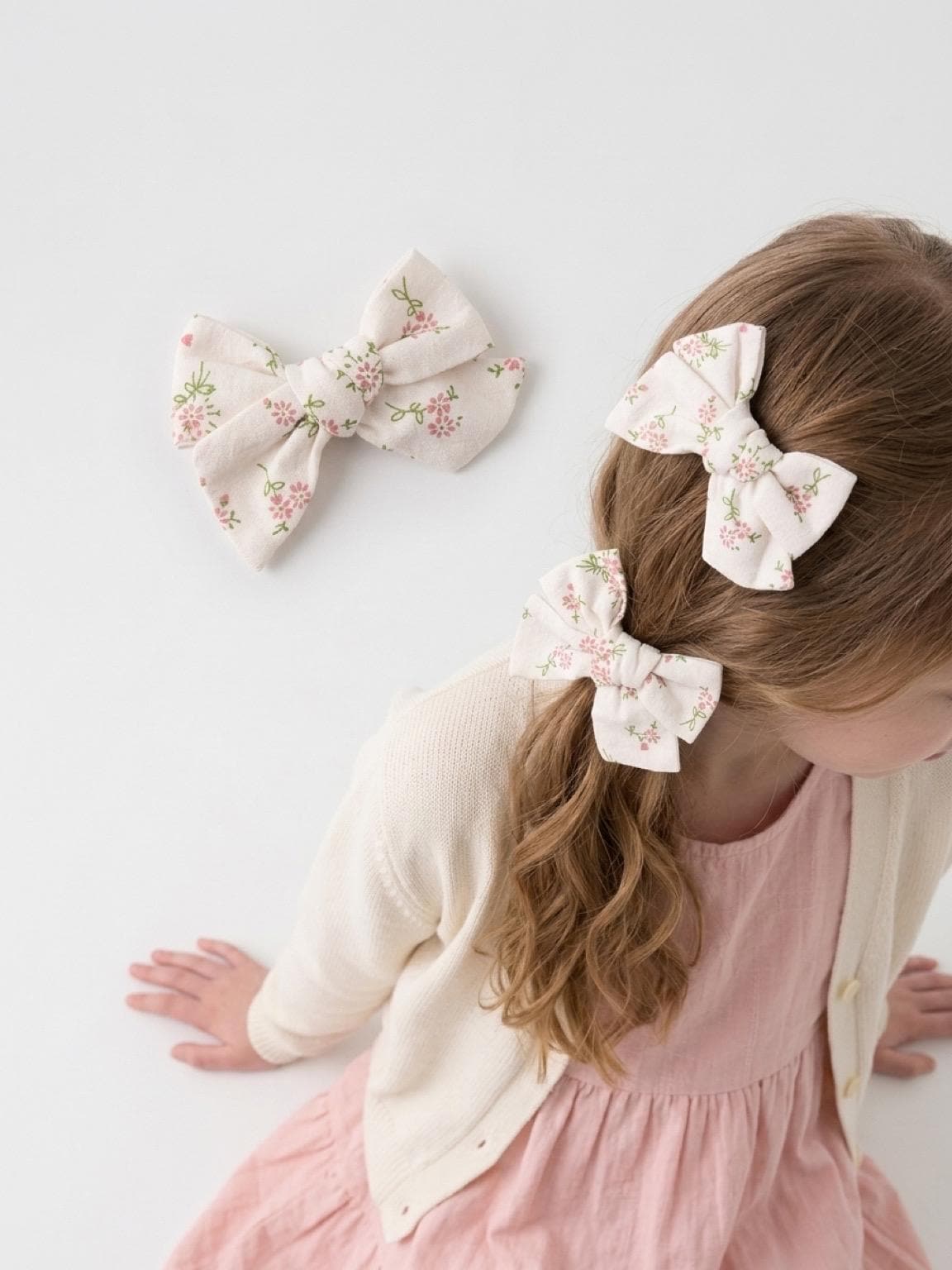 Handmade Vintage floral Hand tie Bow Hair Clip for kids